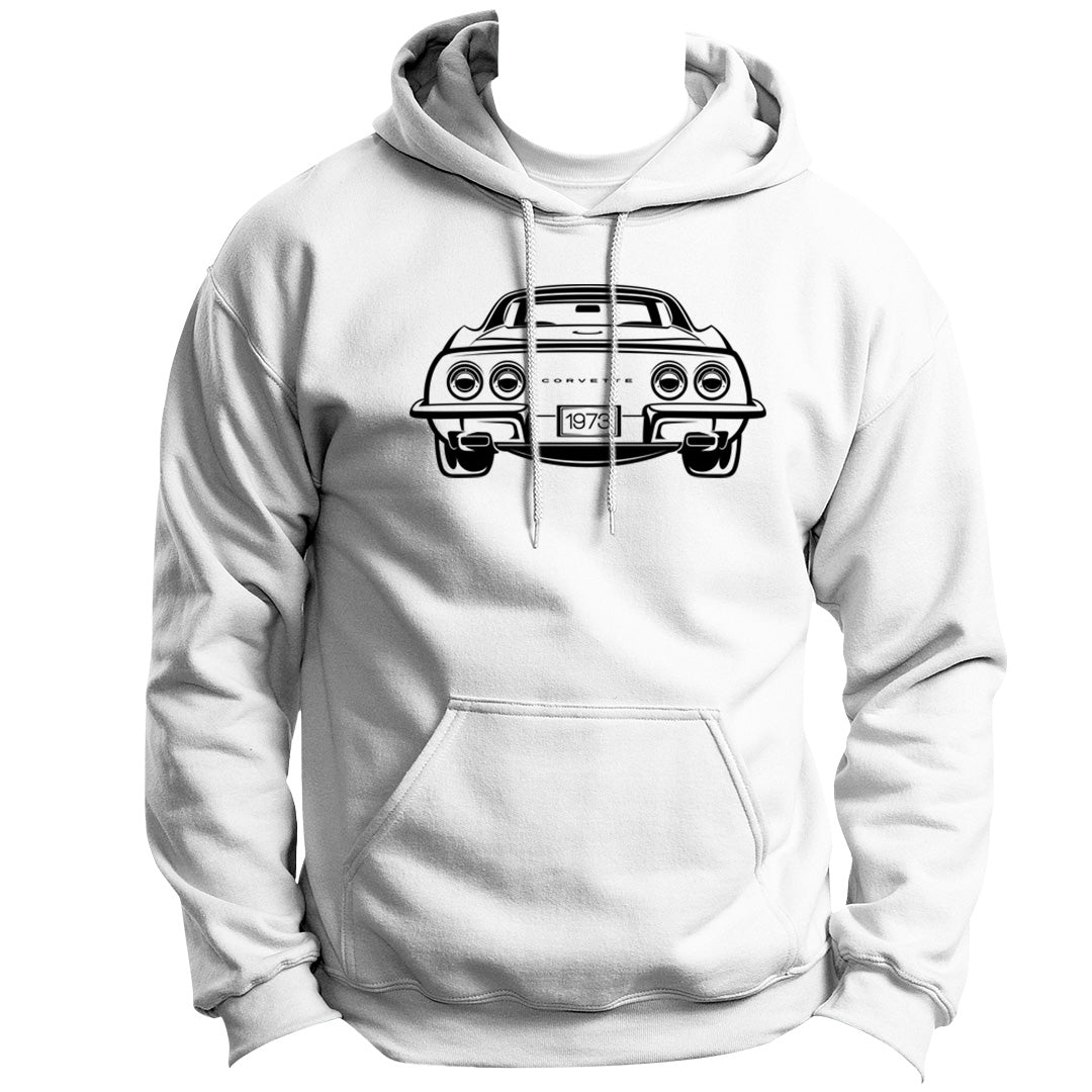CAR BACK SERIES CHEVROLET CORVETTE 1973 HOODIE PULLOVER VINYL HEAT PRESS ORIGINAL ART
