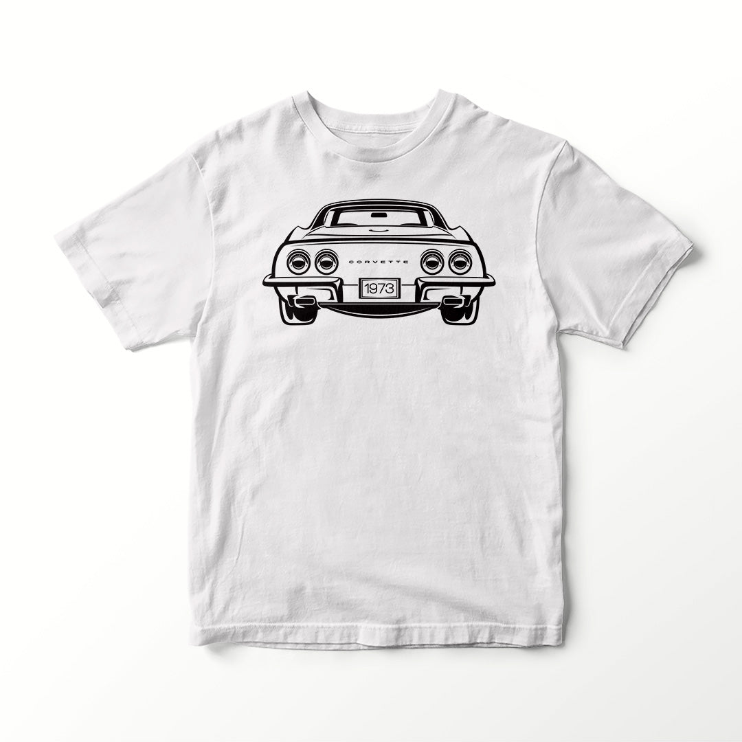 CAR BACK SERIES CHEVROLET CORVETTE 1973 T-SHIRT TEE VINYL HEAT PRESS ORIGINAL ART