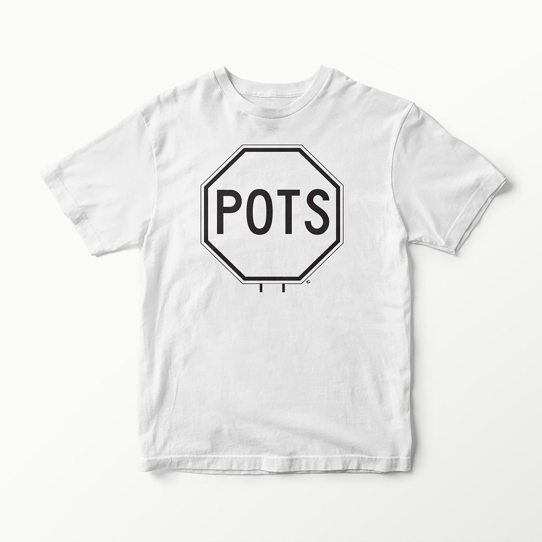 ROAD SIGN SERIES POTS STOP T-SHIRT TEE VINYL HEAT PRESS ORIGINAL ART