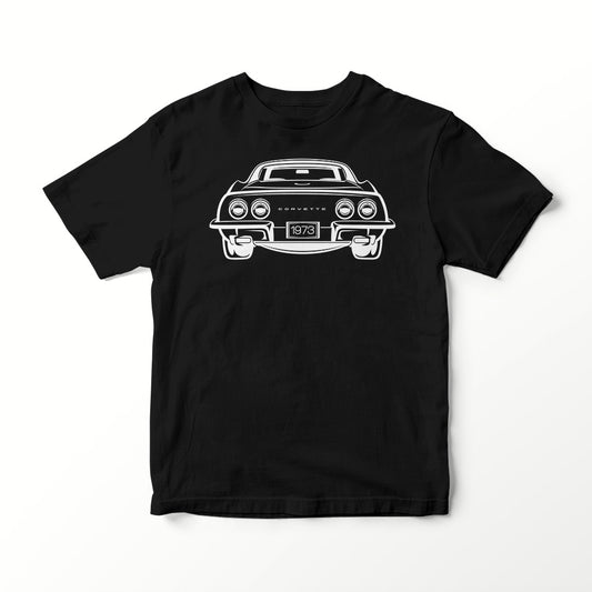 CAR BACK SERIES CHEVROLET CORVETTE 1973 T-SHIRT TEE VINYL HEAT PRESS ORIGINAL ART