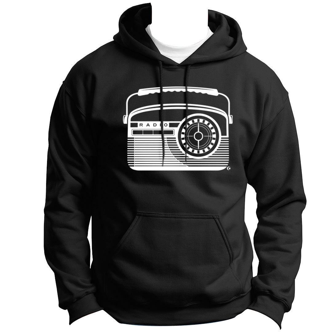RETRO RADIO SERIES VINTAGE PORTABLE RADIO WITH HANDLE HOODIE PULLOVER SWEATSHIRT VINYL HEAT PRESS ORIGINAL ART