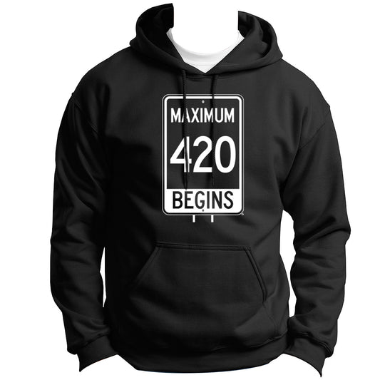 ROAD SIGN SERIES MAXIMUM 420 HOODIE PULLOVER VINYL HEAT PRESS ORIGINAL ART