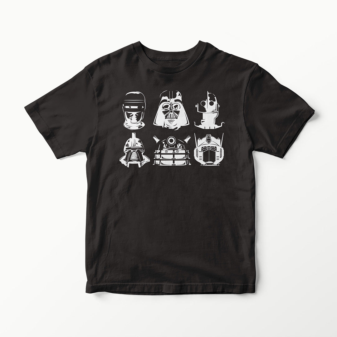 BOTS & DROIDS SERIES ROBOCOP DARTH VADER IRON GIANT CYLON DALEK OPTIMUS PRIME T-SHIRT TEE VINYL HEAT PRESS ORIGINAL ART