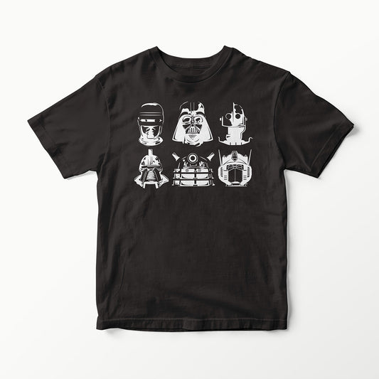 BOTS & DROIDS SERIES ROBOCOP DARTH VADER IRON GIANT CYLON DALEK OPTIMUS PRIME T-SHIRT TEE VINYL HEAT PRESS ORIGINAL ART